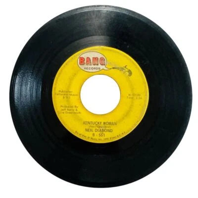 Neil Diamond 45 RPM Vinyl "Kentucky Woman / The Time Is Now" Single 7" BANG - Image 1 of 4