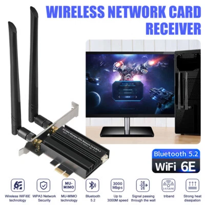 WiFi 6 PCIe Card for Desktop PC AX3000  Bluetooth 5.2 2.4G+5G+6G Network Card - image 1 of 4