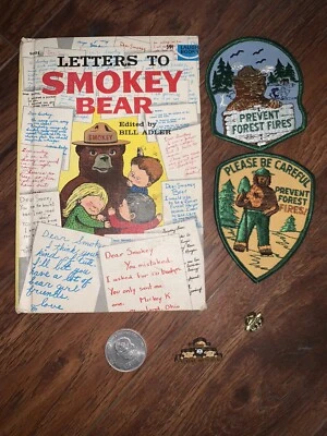 VTG Smokey the Bear Prevent Forest Fires Book Patches & Pins & Coin Lot Unused - Image 1 of 4