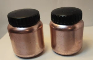 Vintage MCM Rose Copper Color Craft Aluminum Salt & Pepper Shakers Set - Picture 1 of 4