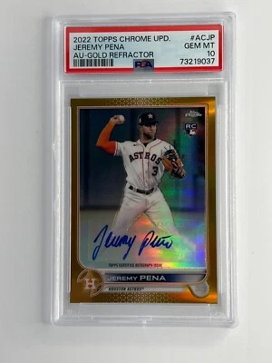 2022 Topps Chrome Update Gold Refractor Auto #ACJP Jeremy Pena /50 RC PSA 10 - Image 1 of 2