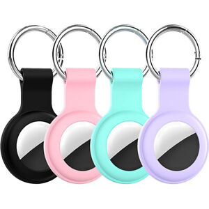 4PC AirTag Case Keychain Air Tag Case Holder Silicone AirTag Key Ring Carry Case