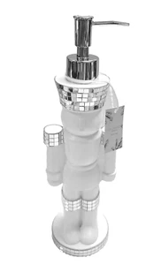 KASSATEX TALL WHITE RESIN NUTCRACKER,MIIROR MOSAIC,SILVER PUMP SOAP DISPENSER - Picture 1 of 5