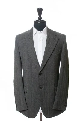 Prada Gray Herringbone Tweed Blazer 44R 30452 - Image 1 of 4