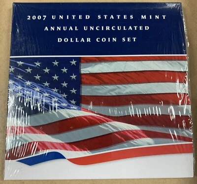 2007 US Mint Uncirculated Dollar Coin Set With 2007 West Point Silver Eagle - Image 1 of 2