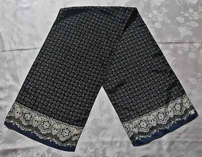 BUFANDA CABALLERO VINTAGE AUTÉNTICO ARTE GEOMÉTRICO AZUL BLANCO LARGO HOMBRE Foto 1 de 4