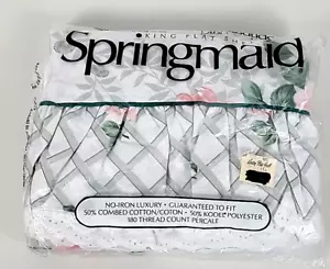 NIP - Springmaid GARDEN GAZEBO Ruffled Floral Lattice KING FLAT Sheet - Picture 1 of 5