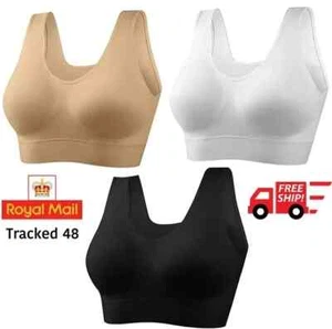 Women Sports Bra 3 PACK seamless Comfy Shapewear Stretch Padded Non-Wired Bralet - Picture 1 of 20