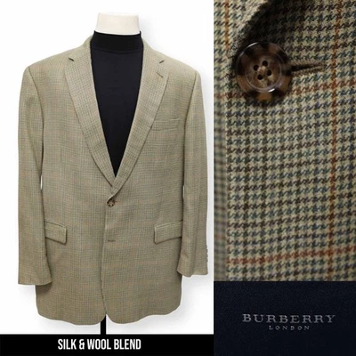 BURBERRY mens multicolor HOUNDSTOOTH WOOL + SILK sport coat jacket blazer 46 L - Image 1 of 4