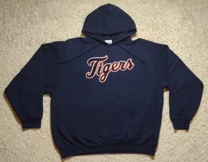 Detroit Tigers Majestic Hoodie Men's XL Blue Sweatshirt Stitched Spellout MLB - Picture 1 of 10