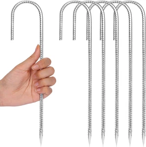 6 Stück 12 Zoll Bewehrungspfähle, J Haken Zeltpfähle Schwerlast lang verzinkt Boden - Bild 1 von 12