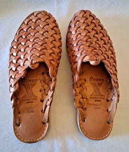 Brand X Huarache Sandals Brown Tan Mexican Woven Leather Women's Size 6.5 - Picture 1 of 9