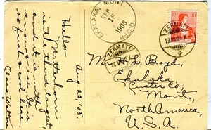 22 Aug. 1908 Zermatt Switzerland cover to Ekalaka, MT USA received on 18 Sep. - Picture 1 of 4