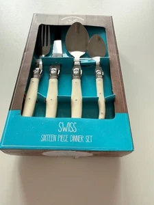 16 Piece Swiss Dinner Set Premier Housewares White Handles - New - Picture 1 of 7