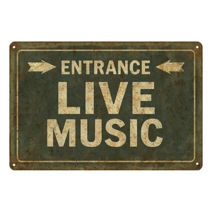 Live Music Entrance Metal Sign 20x30cm Decorative Sign Shield - Picture 1 of 3