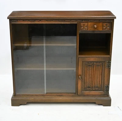 Old Charm Small Bookcase Drawer Cupboard Tudor Brown Model 1433 FREE UK Delivery - Image 1 of 4