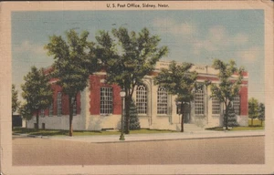 United States Post Office Sidney Nebraska Linen Postcard - Picture 1 of 2