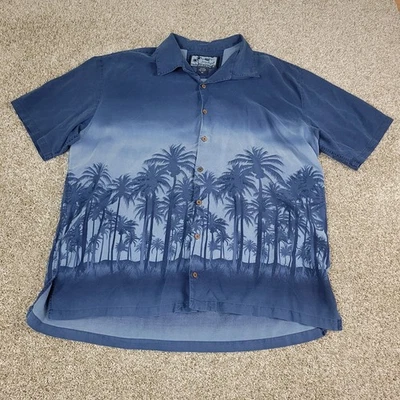 Jimmy Buffett Margaritaville Para Hombres 2XL Azul Gris Floral Palmera Abotonada SS Foto 1 de 4