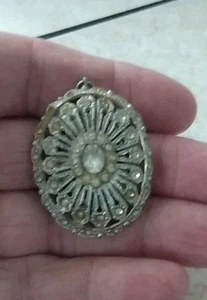 ANTIQUE Victorian White Pot Metal PERFUME SCENT DIFFUSER  With Cut Glass Stones  - Picture 1 of 7