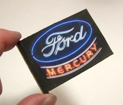 1/24 Diorama Vintage Ford Mercury Dealer Neon Looking 2-Sided Sign - Image 1 of 4