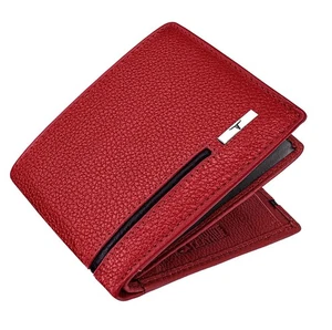 NUEVO Ciervo Rojo/Negro BI-PLIEGUE CUERO HOMBRE CARTERA PROTECCIÓN RFID ARTÍCULO DE REGALO - Imagen 1 de 7