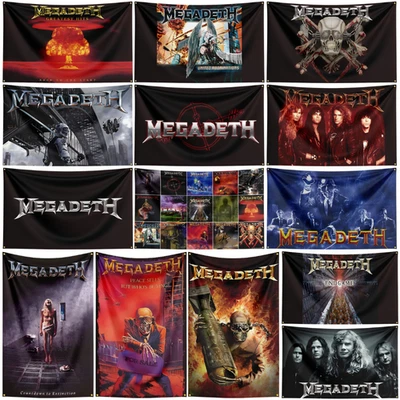 Megadeth Fallen Angels Heavy Metal Rock Banda Bandera Bandera Tapiz + Ojales Foto 1 de 4