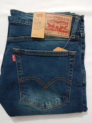 Jeans Levi's 511 uomo slim fit blu verdastro denim nuovo con etichette tutte le taglie