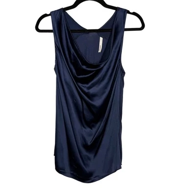 State Of Womens XSmall XS Navy Blue Silk Cowl Neck Sleeveless Blouse Tank Top - Image 1 of 4