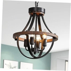 Farmhouse Chandelier, Modern Hanging Pendant Lighting, 4-Light Rustic Ceiling - Picture 1 of 7