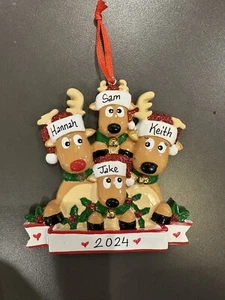 Reindeer Family of 4 Personalized Christmas Ornament Polar X - Picture 1 of 2