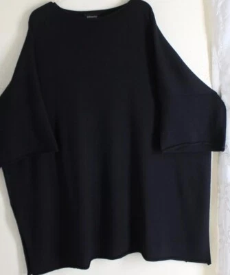 Suéter de Lujo Eskandar O/S Negro 34" Muy Largo Túnica Lana Cachemira Seda S/S Foto 1 de 4