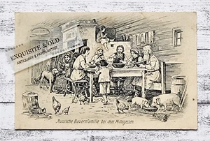 AK Russische Bauernfamilie Mittagessen Feldpostkarte 1. WK. Postkarte Vintage - Picture 1 of 2