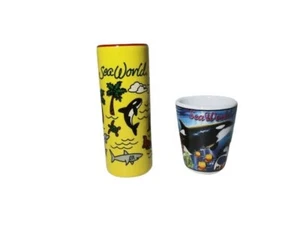 Set of two Sea World Souvenir Ceramic Shot Glass Shooter Marine Life - Picture 1 of 11