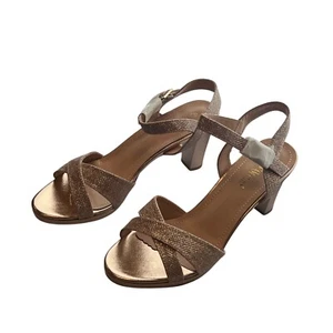 Chunky Heel Ankle Strap Sandals - CHAMPAGNE GLITTER - DREAMPAIRS - Size 10 - NEW - Picture 1 of 3