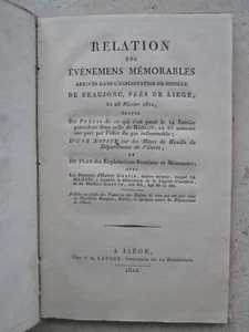 Catastrophe exploitation MINES DE HOUILLE de BEAUJONC, LIEGE, 28 février 1812. - Picture 1 of 20