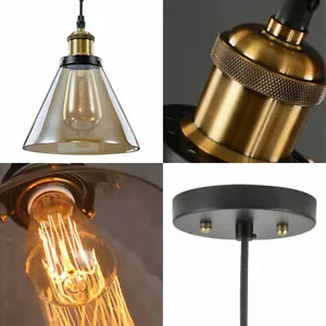 More details for modern industrial glass cone hanging pendant light vintage ceiling lamp  