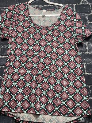 Lularoe Womens Medium Multicolor Checkerd Pattern Green White Red Tunic Style - Image 1 of 4
