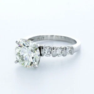 5.1CT LAB-CREATED DIAMOND E/VVS2 ROUND CUT PLATINUM GRADUATE BAND ACCENT RING - Picture 1 of 4