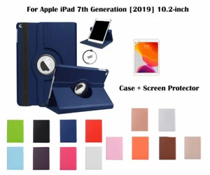 iPad 7th Gen Screen Protector/360°Rotate Litchi Grain PU Leather Cover Case - Bild 1 von 31