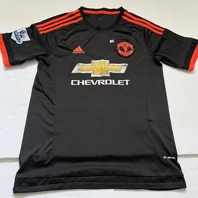 Camiseta deportiva negra Manchester United Adidas para hombre 2015 2016 visitante de fútbol talla M Foto 1 de 4