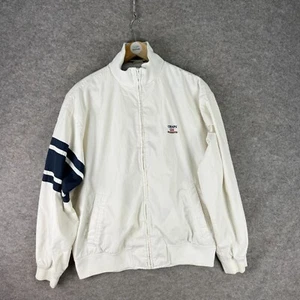 Vintage Chaps Ralph Lauren Jacket Mens Large White Coat Windbreaker Full Zip - Picture 1 of 15
