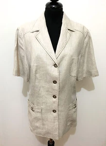 LUISA SPAGNOLI Giacca Donna Lino Woman Sahariana Flax Linen Jacket Sz.L - 46 - Imagen 1 de 6