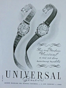 PUBLICITÉ DE PRESSE 1949 LES MONTRES UNIVERSAL GENÈVE POUR VOUS MADAME - Picture 1 of 1