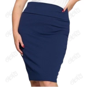 LIVD Rock Damen Größe wählen 1X 2X 3X Marineblau Bleistift Krepe Stretch hochtailliert USA - Bild 1 von 2