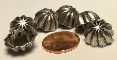 6 NOS Vintage Domed Antique Silver Tone Metal Shank Buttons 14.5mm 9/16" 12643 - Image 1 of 3