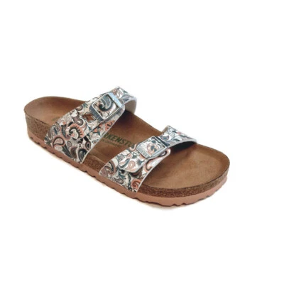 Birkenstock Sydney 女式 5 EU 36 素食 Birko-Flor 凉鞋佩斯利浅玫瑰 — 第 1/4 张图片