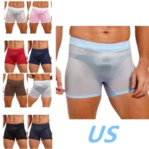AU Men Ice Silk Transparent Boxers Briefs Low Rise Bulge Pouch Panties Underwear - Picture 1 of 78