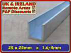 Aluminium Channel section  25 x 25mm OD  22mm 19mm inside gap  U C 1.5mm 3mm