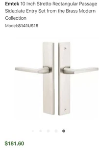 Emtek 8141US15 10 Zoll Stretto rechteckig Durchgang Seitenplatte Eingang Set - Bild 1 von 9