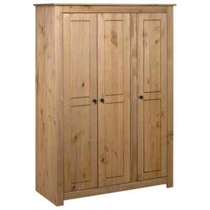 3-Door Solid Pine Wardrobe Panama Range Closet 118x50x171.5 cm Brown vidaXL - Picture 1 of 12